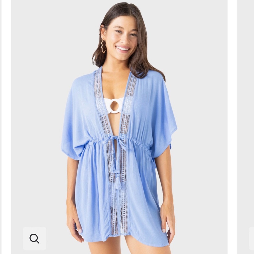Roxy Small NWT Light Blue Crochet-Trim Swim Coverup